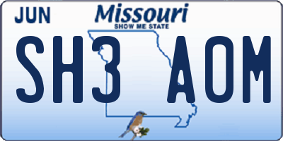 MO license plate SH3A0M