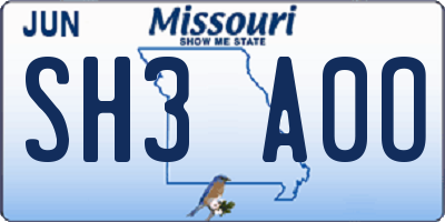 MO license plate SH3A0O
