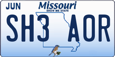 MO license plate SH3A0R