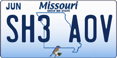 MO license plate SH3A0V