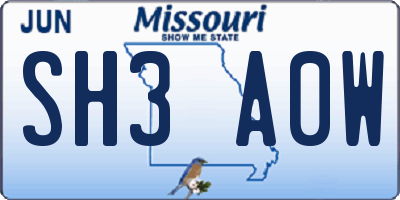 MO license plate SH3A0W