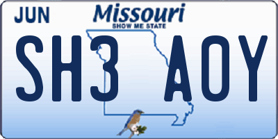MO license plate SH3A0Y