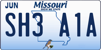 MO license plate SH3A1A