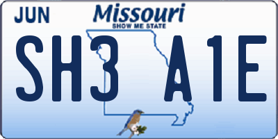 MO license plate SH3A1E