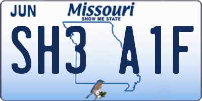 MO license plate SH3A1F