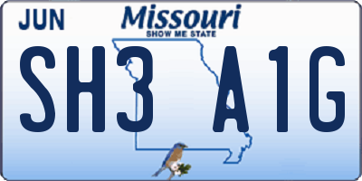 MO license plate SH3A1G