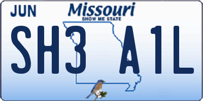 MO license plate SH3A1L