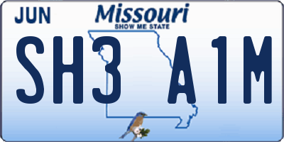 MO license plate SH3A1M