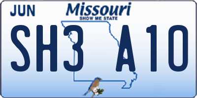 MO license plate SH3A1O