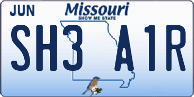 MO license plate SH3A1R