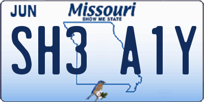 MO license plate SH3A1Y