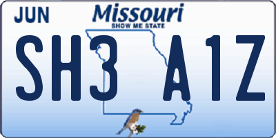 MO license plate SH3A1Z
