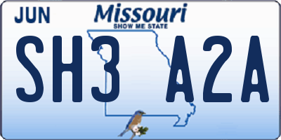 MO license plate SH3A2A