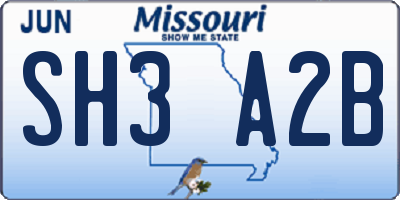 MO license plate SH3A2B