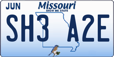 MO license plate SH3A2E