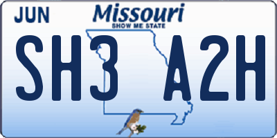 MO license plate SH3A2H