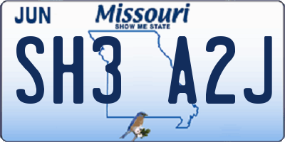 MO license plate SH3A2J