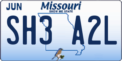 MO license plate SH3A2L