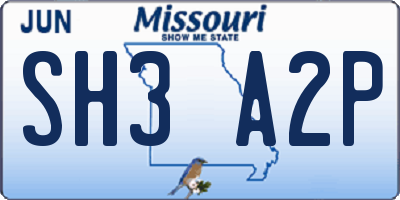MO license plate SH3A2P