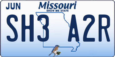 MO license plate SH3A2R