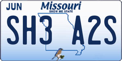 MO license plate SH3A2S