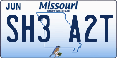 MO license plate SH3A2T