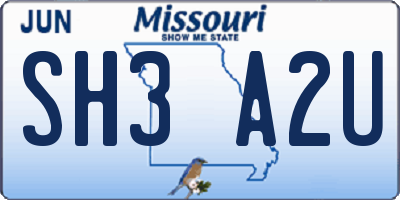 MO license plate SH3A2U