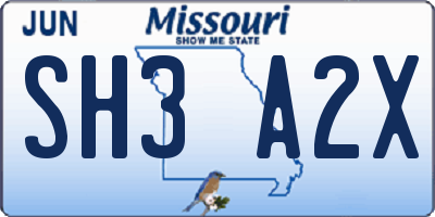 MO license plate SH3A2X