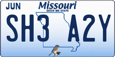 MO license plate SH3A2Y