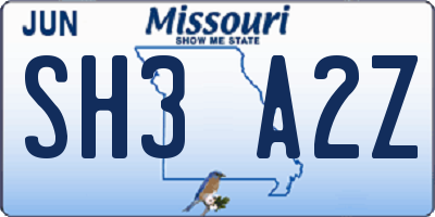 MO license plate SH3A2Z