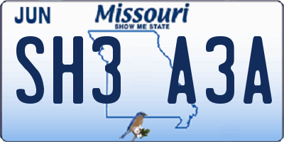 MO license plate SH3A3A