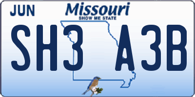 MO license plate SH3A3B