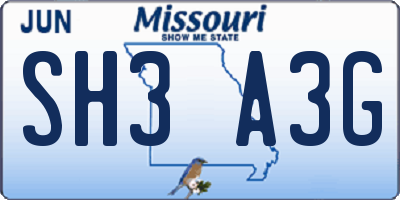 MO license plate SH3A3G