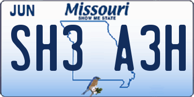 MO license plate SH3A3H