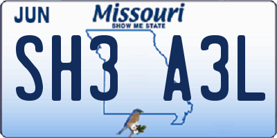MO license plate SH3A3L