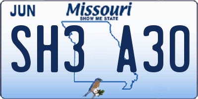 MO license plate SH3A3O