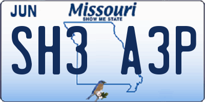 MO license plate SH3A3P