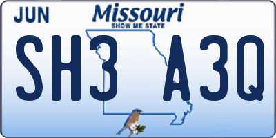MO license plate SH3A3Q