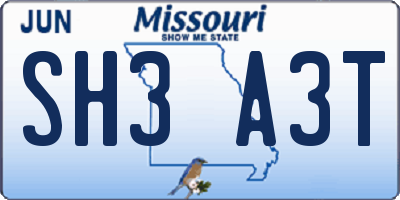 MO license plate SH3A3T