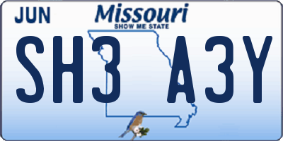 MO license plate SH3A3Y