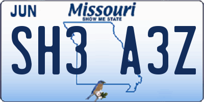 MO license plate SH3A3Z