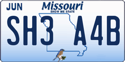 MO license plate SH3A4B