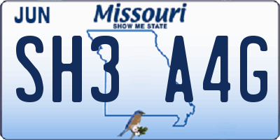 MO license plate SH3A4G