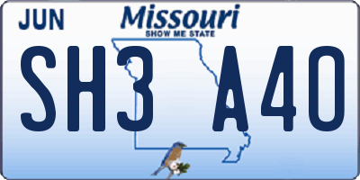 MO license plate SH3A4O