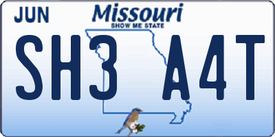 MO license plate SH3A4T