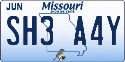 MO license plate SH3A4Y