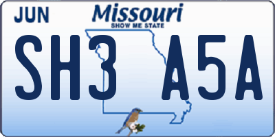 MO license plate SH3A5A