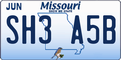 MO license plate SH3A5B