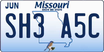 MO license plate SH3A5C
