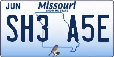 MO license plate SH3A5E